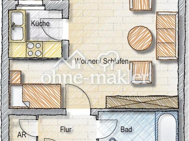 Erstbezug nach Kernsanierung – 1 Zimmer Wohnung mit Loggia, 5. OG mit Aufzug