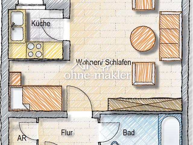 Erstbezug nach Kernsanierung – 1 Zimmer Wohnung mit Loggia, 5. OG mit Aufzug