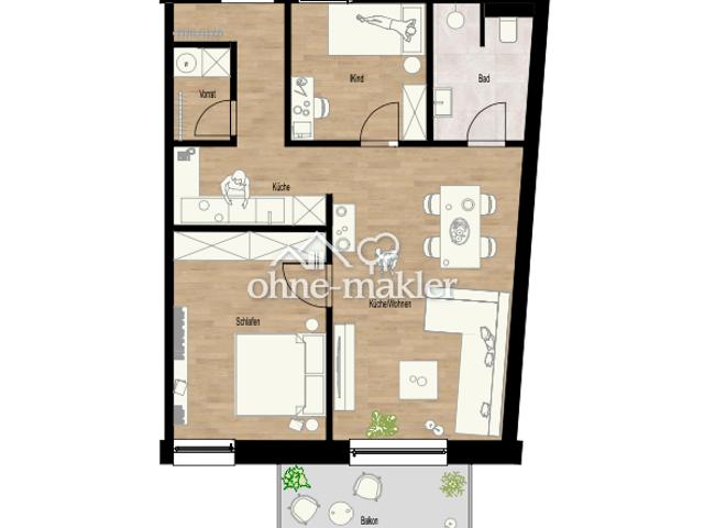 Erstbezug nach Kernsanierung 65 qm große 3 Zi. Wg. mit Balkon