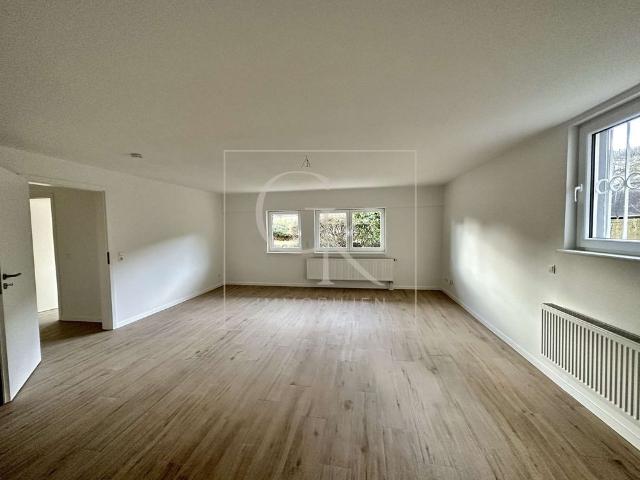 Erstbezug nach Modernisierung von geräumiger Souterrain Wohnung 2 ZKDB mit Terrasse und Stellplatz