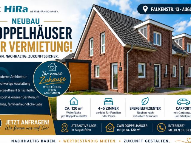 Erstbezug, Neubau im Herzen von Augustfehn