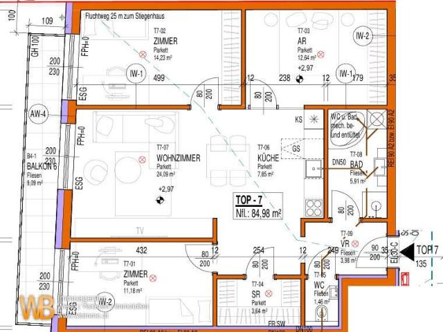 Erstbezug Südwest Ausrichtung, 85m² WFL + Balkon 9m², 24m² WZ mit offener Küche & 3 Zimmer, 60m² PKW Stellplatz