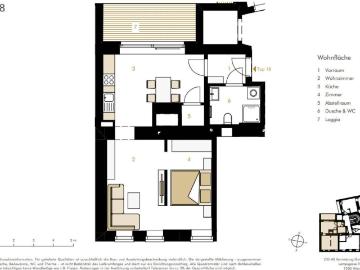 ERSTBEZUG + Traumhafte 2 Zimmer Wohnung mit großer Küche 15,24m² in 1200 Wien/Grenze 1090 Wien + Loggia 8,48 m² + 400m U4 Friedensbrücke entfernt