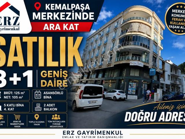 Erz'den Kemalpaşa'da Merkezi Konumda 125 M² Asansörlü 3+1 Daire