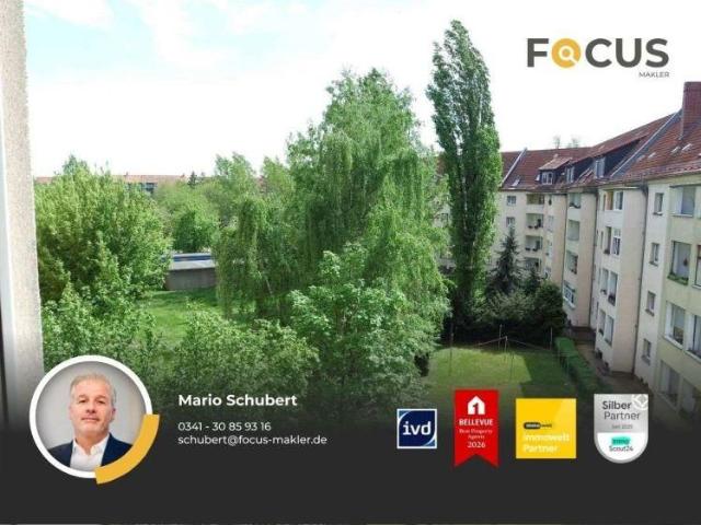 Eutritzsch sonnige 3 Raum Wohnung in ruhiger Lage mit Loggia und Tageslichtbad mit Wanne