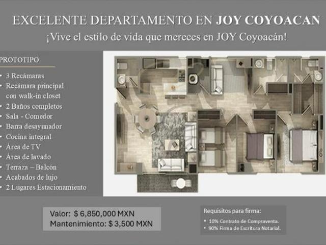 EXCELENTE DEPARTAMENTO EN JOY COYOACAN