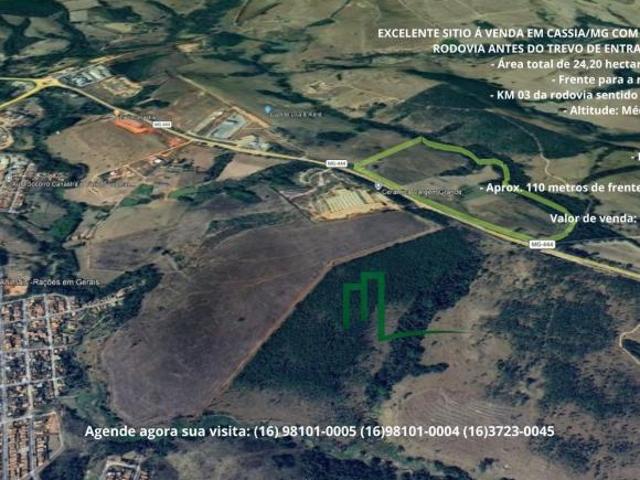 EXCELENTE SITIO Á VENDA EM CASSIA/MG COM FRENTE PARA A RODOVIA ANTES DO TREVO DE ENTRADA DA CIDADE