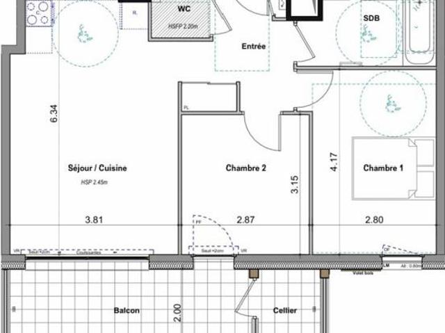 EXCLUSIVITE FETERNES T3 56 m², balcon avec cellier, 2 stationnements, calme 74500