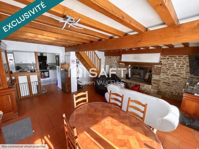 Exclusivité: maison de bourg meublée en pierre, 90 m², au calme, près de l'étang de pêche
