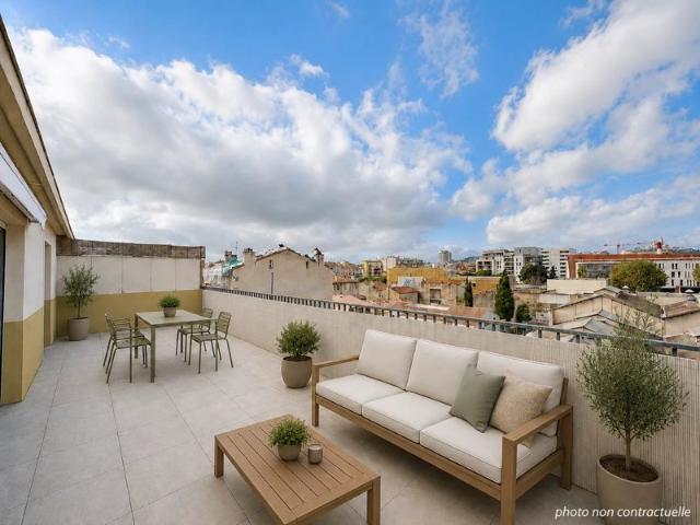 Exclusivité Marseille 5ème La Conception / Baille Idéal investissement Dernier étage Appartement 3 pièce de 66m² avec terrasse de 37m²