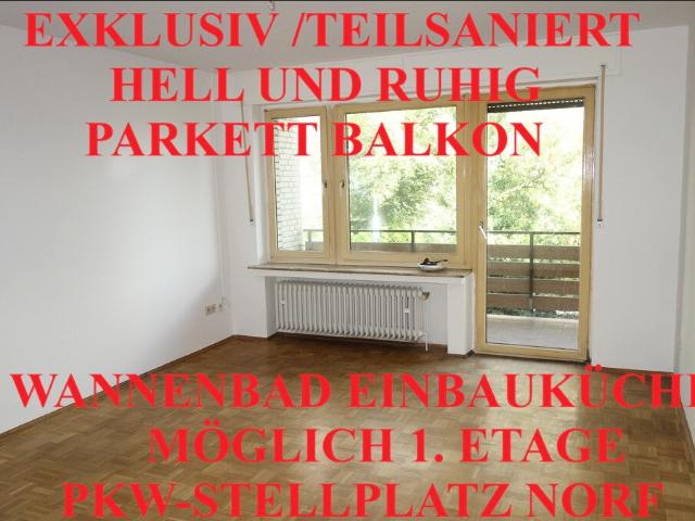 EXKLUSIV RENOVIERT/TEILSANIERT HELL PARKETT BALKON WANNENBAD STELLPLATZ EINBAUKÜ. MÖGL. 1.OG NORF