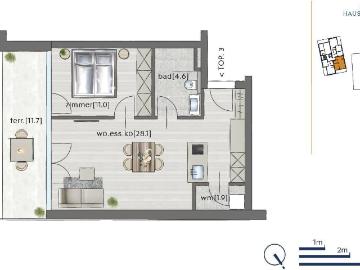 Exklusive 2 Zimmer Wohnung mit Terrasse und Garten