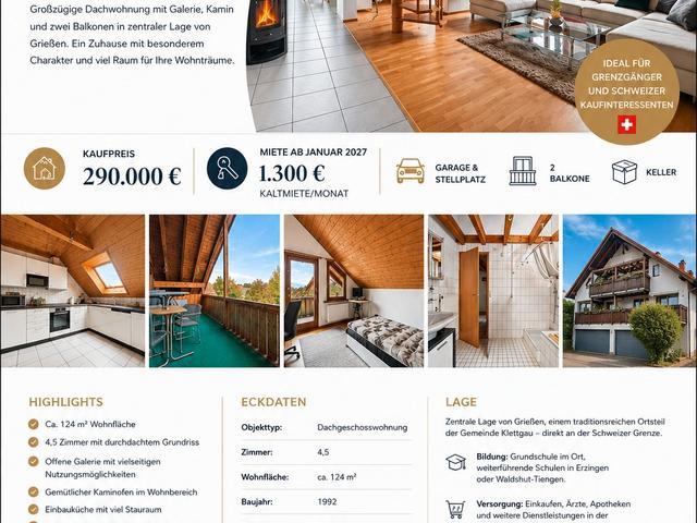 Exklusive 4,5 Zimmer Dachgeschosswohnung mit Galerie