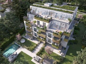 Exklusive Gartenwohnung mit exklusiven Highlight! Pool im Gemeinschaftsgarten! Nahe Lainzer Tiergarten Erstbezug