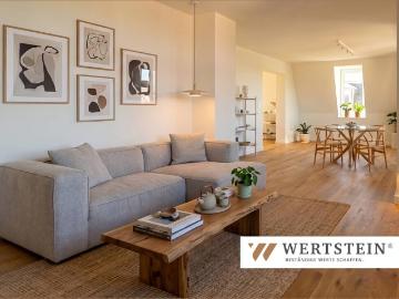 Exklusive Dachgeschosswohnung, 3 Zimmer, 2 Bäder, Echtholzparkett, PKW Stellplatz und Garten