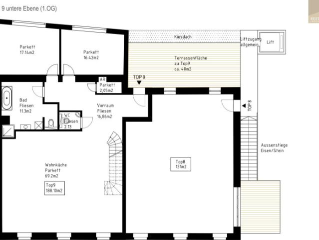 Exklusive Dachgeschoßwohnung in privater Ruhelage in Badens Innenstadt