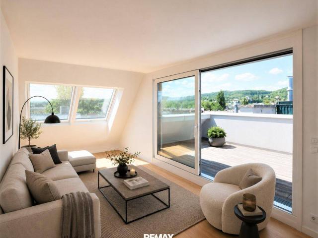 Exklusive Dachgeschosswohnung mit großzügiger Terrasse und atemberaubendem Fernblick im 13. Bezirk – Ihr neues Zuhause
