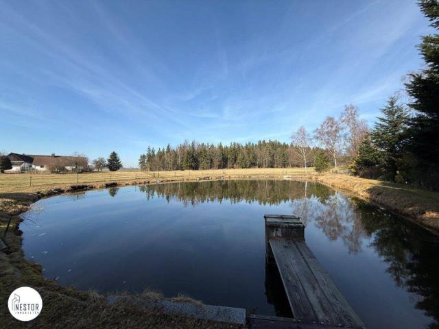 Exklusiver Fischteich | Einfamilienhaus Rohbau mit riesigem Grund in absoluter Ruhelage | Grünblick