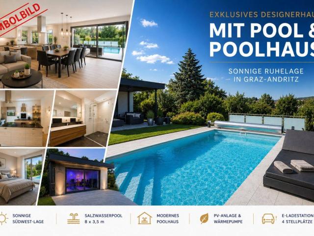 Exklusives Designerhaus mit Pool & Poolhaus in sonniger Ruhelage von Graz Andritz