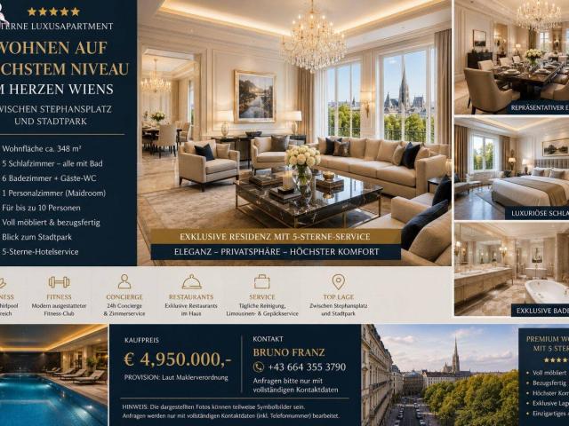 Exklusives Luxusapartment in einem 5 Sterne Hotel – Wohnen auf höchstem Niveau im Herzen Wiens
