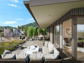 Exklusives Penthouse mit 133 m² und XL Terrasse mit grüner Oase in Aigen
