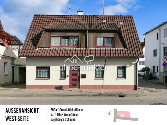 Familienhaus im Landhausstil mit großer Scheune, z.B. als Werkstatt oder Garage