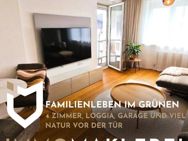 WOHNEN MIT WEITBLICK +4 ZIMMER, LOGGIA, GARAGE UND VIEL NATUR VOR DER TÜR