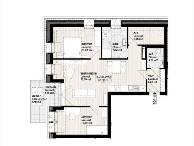 Familienwohnung mit Balkon im 2. OG