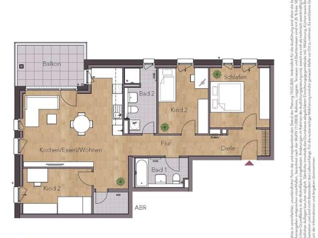 Familienwohnung mit 4 Zimmern und 2 Bädern WE 521