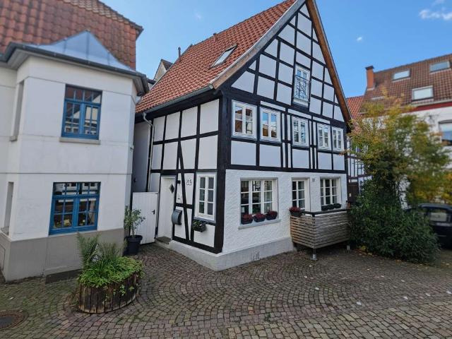 Fachwerkhaus mit Balkon in Blomberger Altstadt