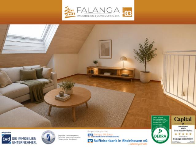 Falanga Immobilien Wohntraum auf zwei Ebenen – Helle Galerie Maisonette in Budenheim!