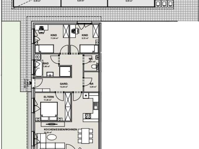 Fernblick 3: 4 Zimmer Gartenwohnung mit Südterrasse in Perwang am Grabensee!