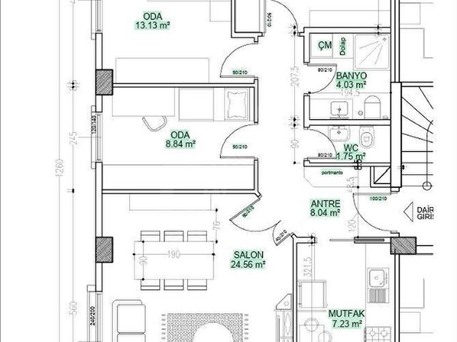 FİDANLIKTA DÖNÜŞÜM PROJESİ PLANI HAZIR 40M2 ARSA PAYLI ÜST KAT