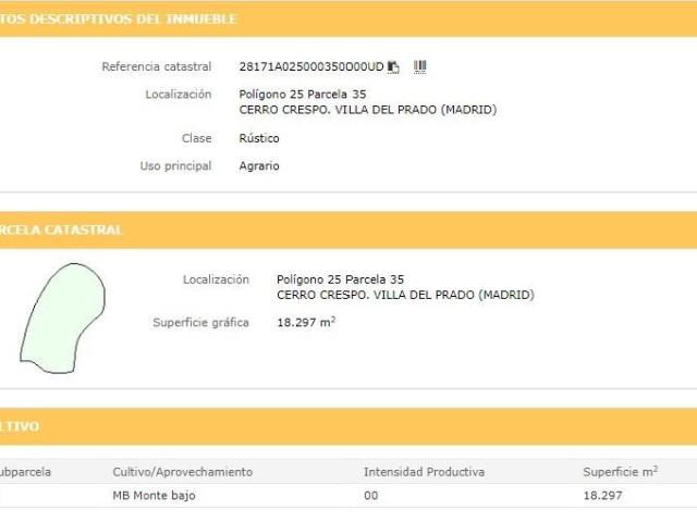 Finca rústica de 18.297 m2 en Villa del Prado