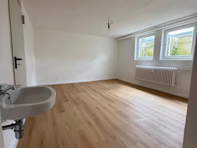 First occupancy after renovation: Bright 67 sqm ground floor apartment with terrace, fitted kitchen and 18 sqm hobby room near airport/trade fair