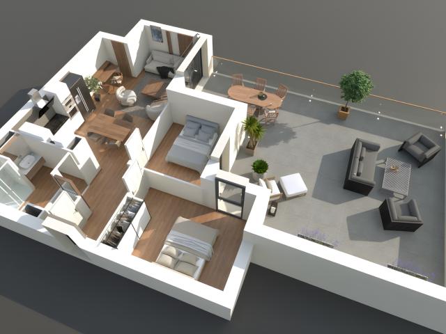 FONT ROMEU: APPARTEMENT 3 PIECES NEUF − TERRASSE