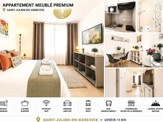 Flowers Studio Studio Premium meublé – Idéal frontalier – Genève à 4 km de Plan les Ouates
