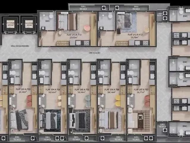 Flat para Venda em João Pessoa/PB Tambaú 1 Quartos