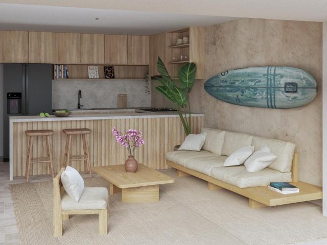 Flat con terraza y piscina en Playa Caballeros a una cuadra de la playa