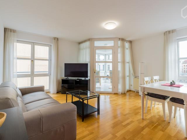 Flat with balcony looking on park in the city center