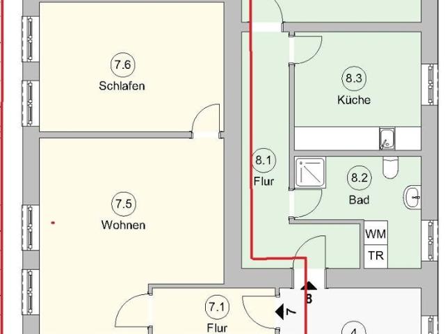 Frei ab 01.11.2026 2 Raumwohnung in der R beler Innenstadt