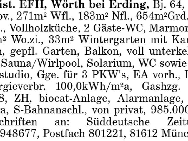 Freist. EFH, Wörth bei Erding