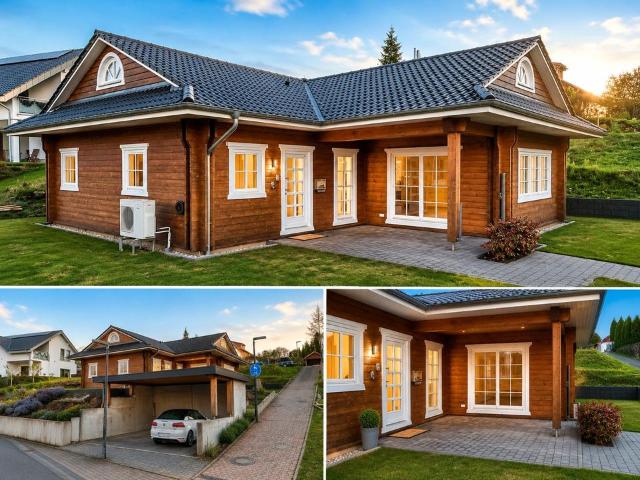 Freistehender Blockhausbungalow noch ohne Makler