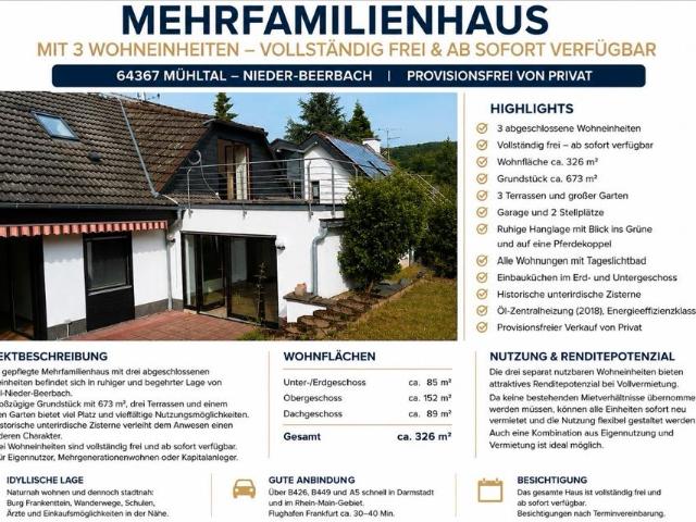 Freistehendes Haus mit drei geschlossenen Wohneinheiten