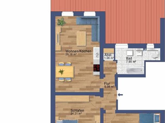 Frisch sanierte 3 Zimmer Wohnung im OG am Wasservirtel