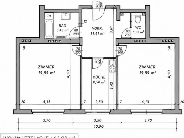 Frisch sanierte 2 Zimmer Wohnung mit 62 m² in 1230 Wien