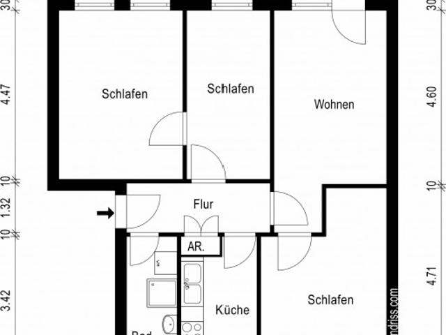 Frisch sanierte 4 Raum Wohnung!