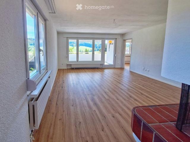 Frisch renovierte 5.5 Zimmer Wohnung mit Weitblick, Balkon und Garten in Rudolfstetten