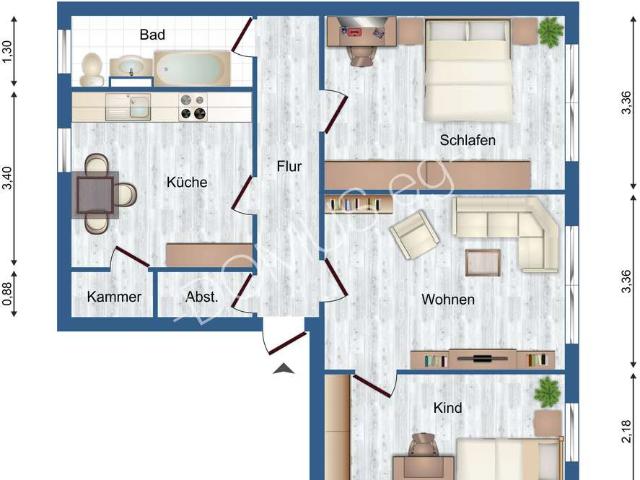 Frisch renovierte 3 Zimmer Wohnung mit Garage optional!