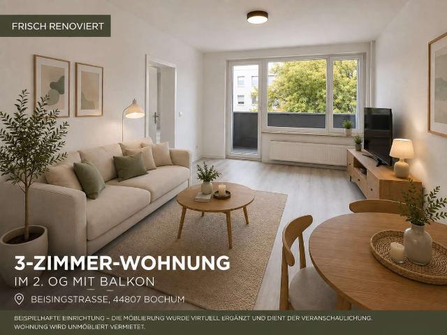 Frisch renovierte 3 Zimmer Wohnung im 2. OG mit gr. Balkon in ruhiger Lage